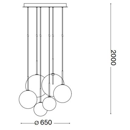 Ideal Lux - LED Luster na lanku EQUINOXE 6xG4/2W/230V pr. 65 cm mosadz/dymová