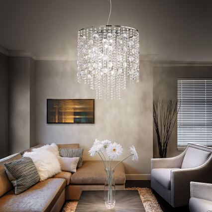 Ideal Lux - LED Krištáľový luster na lanku EVASIONE 8xG9/3W/230V pr. 41 cm lesklý chróm