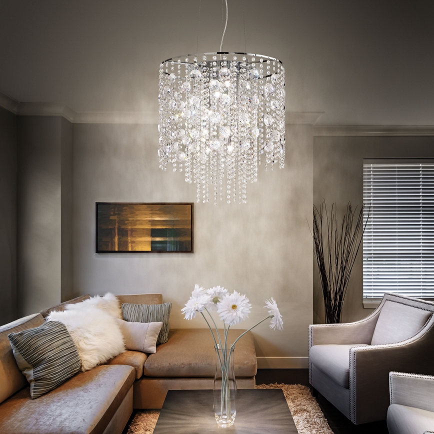 Ideal Lux - LED Krištáľový luster na lanku EVASIONE 8xG9/3W/230V pr. 41 cm lesklý chróm