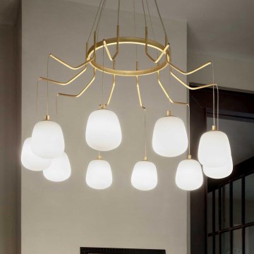 Ideal Lux - LED Luster na lanku KAROUSEL 10xG9/3W/230V pr. 82,5 cm mosadz