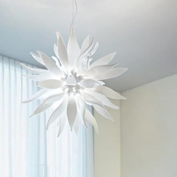Ideal Lux - LED Luster na lanku LEAVES 12xG9/3W/230V pr. 80 cm biela
