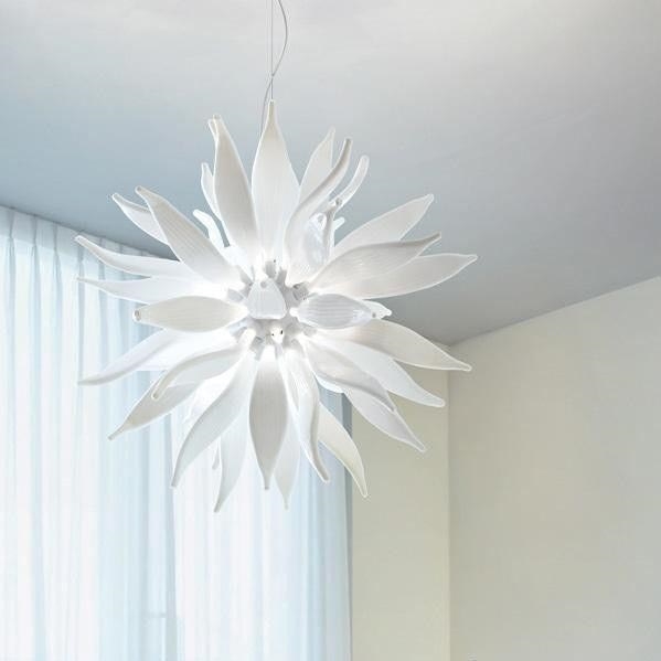 Ideal Lux - LED Luster na lanku LEAVES 12xG9/3W/230V pr. 80 cm biela