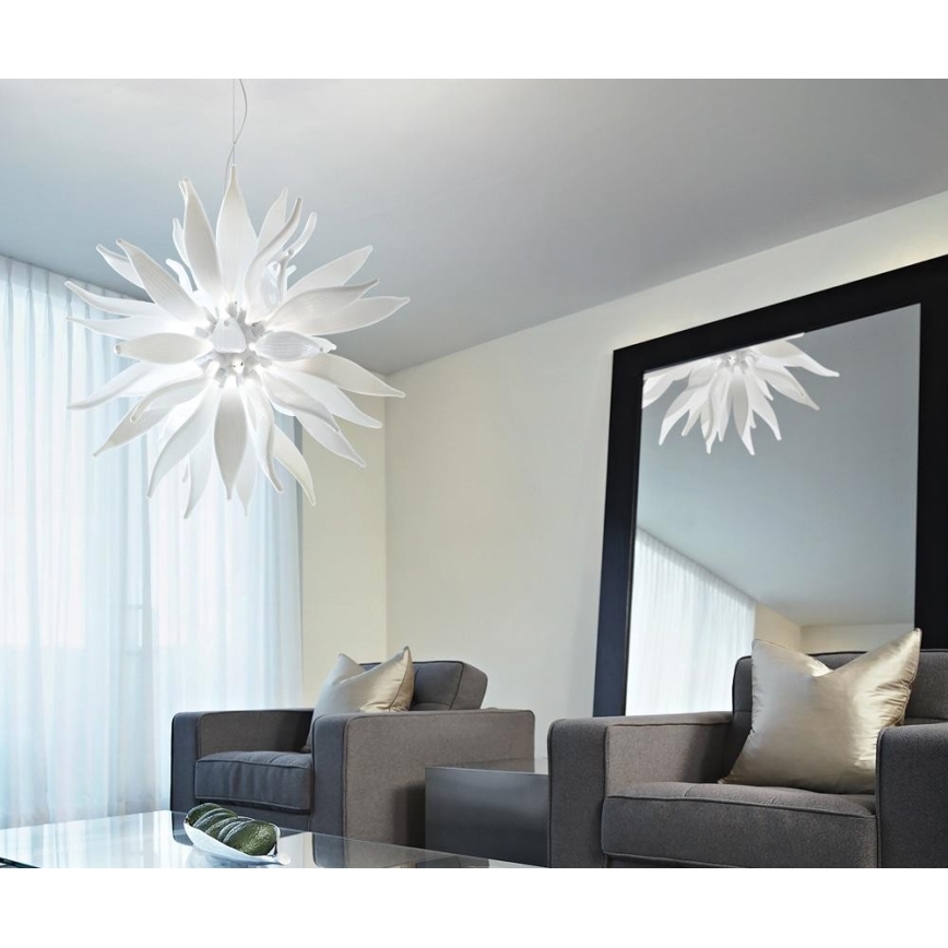 Ideal Lux - LED Luster na lanku LEAVES 12xG9/3W/230V pr. 80 cm biela