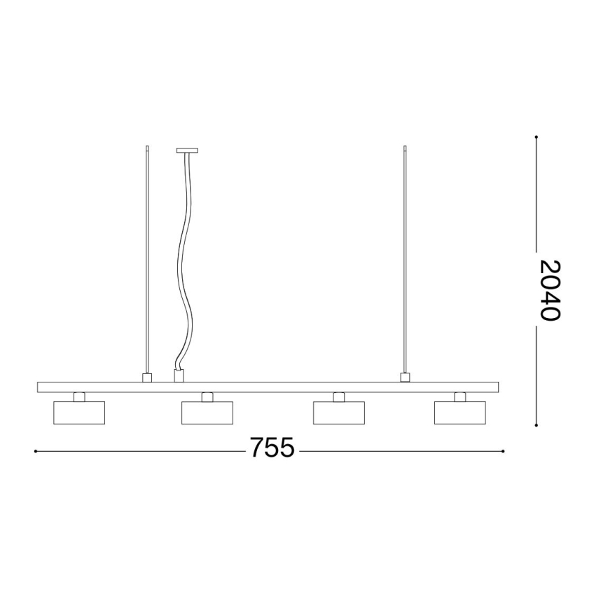 Ideal Lux - LED Luster na lanku MINOR 4xGX53/9W/230V 75,5 cm čierna