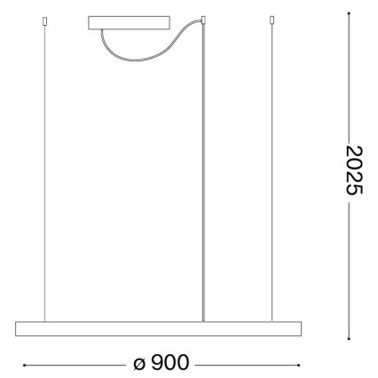 Ideal Lux - LED závesný luster na lanku ORACLE SLIM LED/53W/230V 3000K CRI 90, priemer 90 cm, zlatý