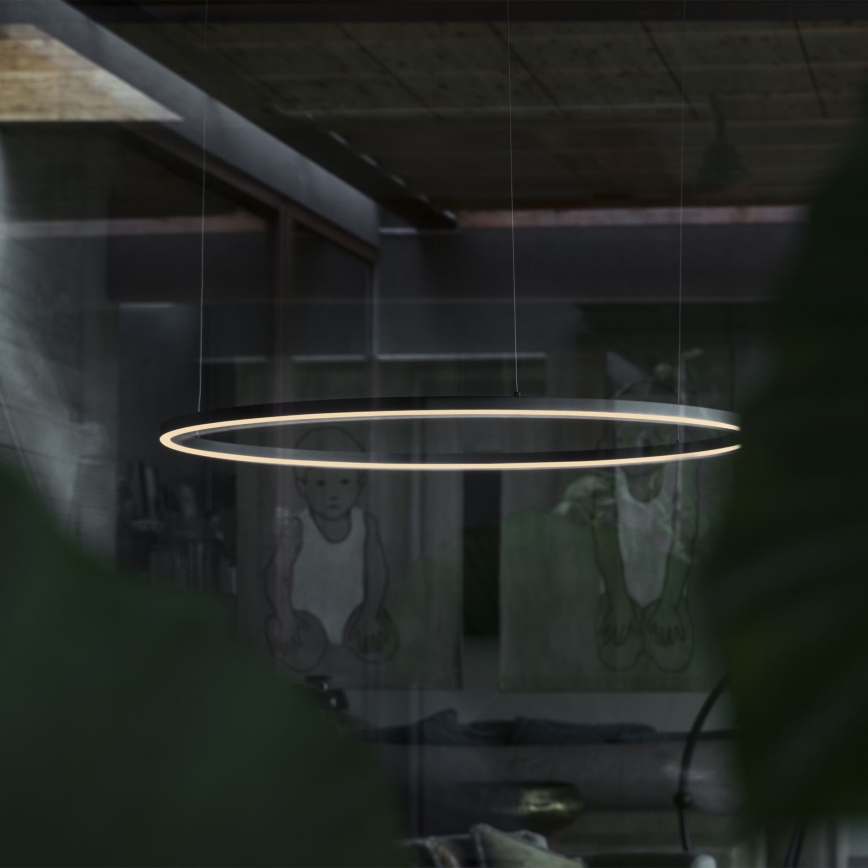 Ideal Lux - LED Stmievateľný luster na lanku ORACLE SLIM LED/76W/230V 3000K pr. 150 cm čierna