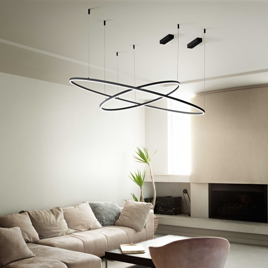 Ideal Lux - LED Stmievateľný luster na lanku ORACLE SLIM LED/76W/230V 3000K pr. 150 cm čierna