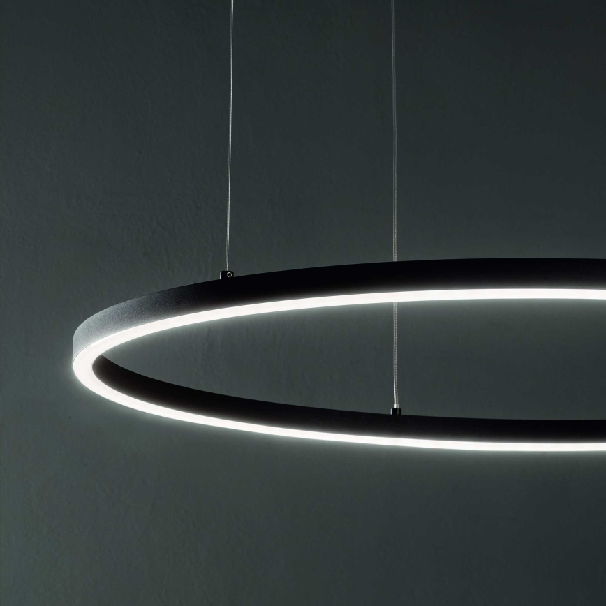 Ideal Lux - LED Stmievateľný luster na lanku ORACLE SLIM LED/76W/230V 3000K pr. 150 cm čierna
