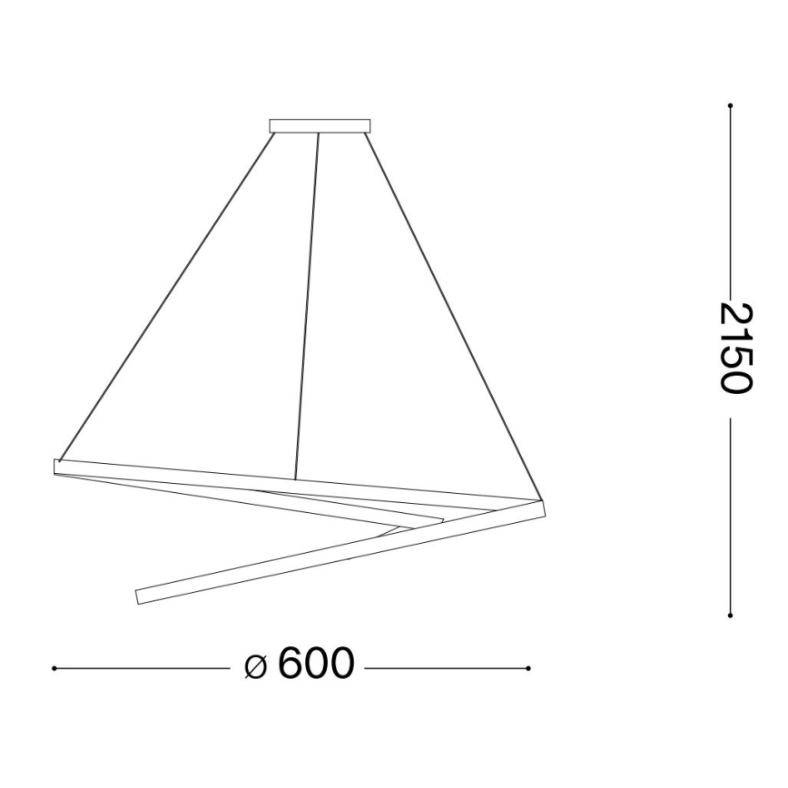 Ideal Lux - LED Luster na lanku OZ LED/47W/230V pr. 60 cm CRI 90 čierna