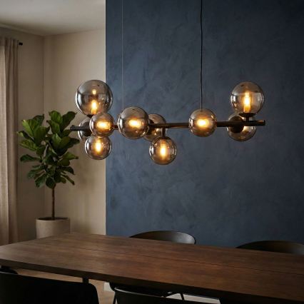 Ideal Lux - LED Luster na lanku PERLAGE 10xG9/3W/230V 81 cm čierna/dymová