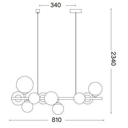 Ideal Lux - LED Luster na lanku PERLAGE 10xG9/3W/230V 81 cm čierna/dymová
