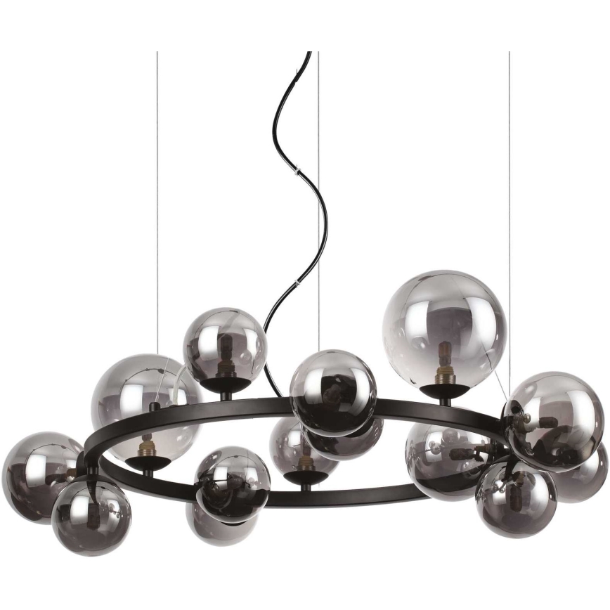 Ideal Lux - LED Luster na lanku PERLAGE 14xG9/3W/230V pr. 85 cm čierna/dymová