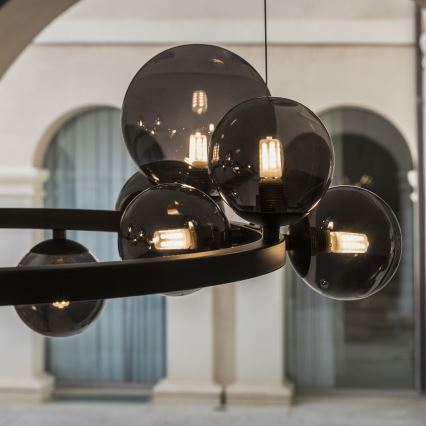 Ideal Lux - LED Luster na lanku PERLAGE 14xG9/3W/230V pr. 85 cm čierna/dymová