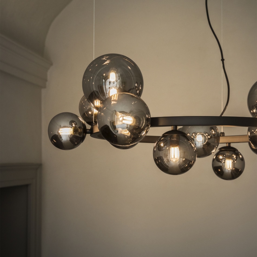 Ideal Lux - LED Luster na lanku PERLAGE 14xG9/3W/230V pr. 85 cm čierna/dymová