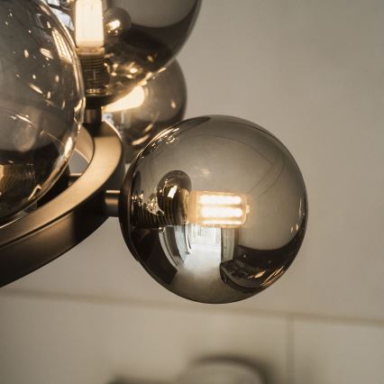 Ideal Lux - LED Luster na lanku PERLAGE 14xG9/3W/230V pr. 85 cm čierna/dymová