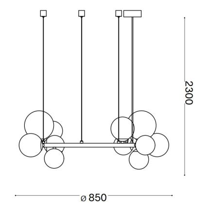 Ideal Lux - LED Luster na lanku PERLAGE 14xG9/3W/230V pr. 85 cm čierna/dymová