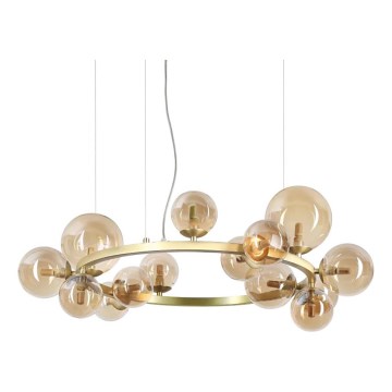 Ideal Lux - LED Luster na lanku PERLAGE 14xG9/3W/230V pr. 85 cm zlatá/dymová