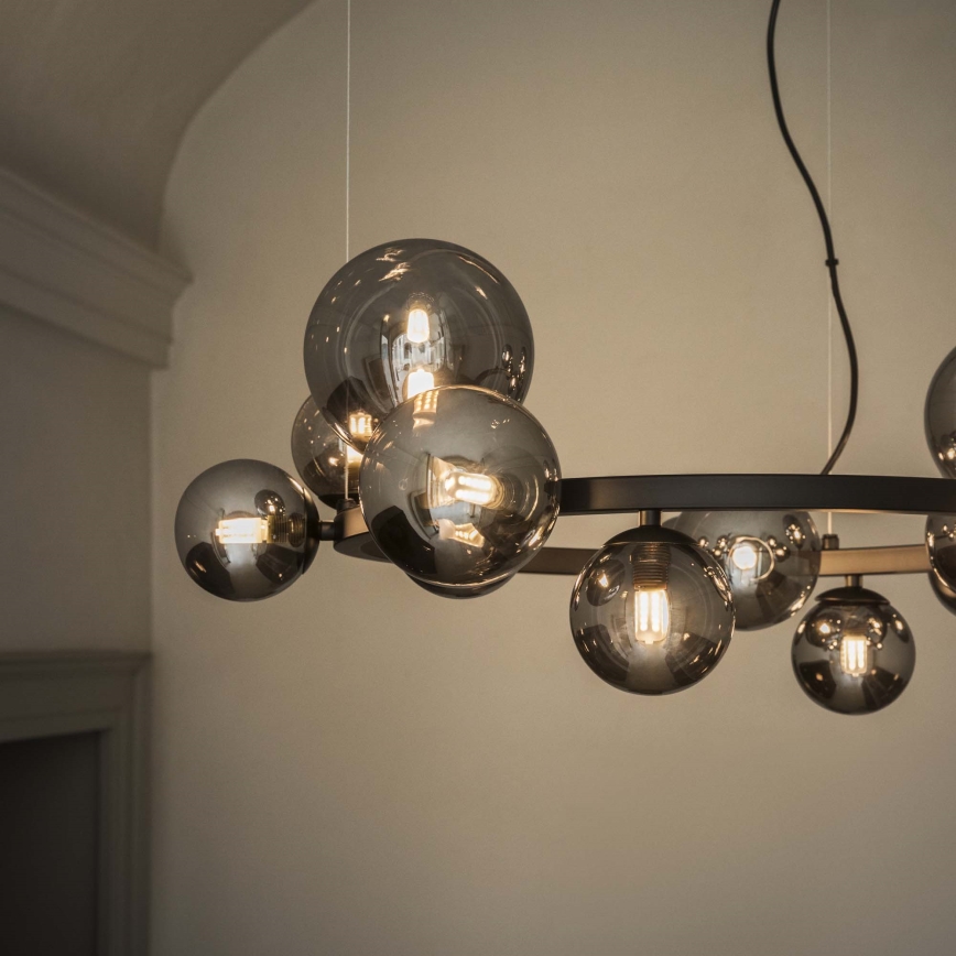 Ideal Lux - LED luster na lanku PERLAGE 25xG9/3W/230V 110 cm čierna/dymová čierna