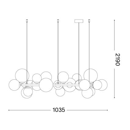 Ideal Lux - LED luster na lanku PERLAGE 25xG9/3W/230V 110 cm čierna/dymová čierna