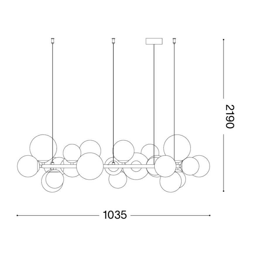 Ideal Lux - LED luster na lanku PERLAGE 25xG9/3W/230V 110 cm čierna/dymová čierna