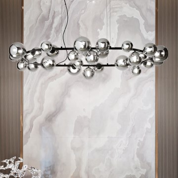 Ideal Lux - LED Luster na lanku PERLAGE 30xG9/3W/230V 143 cm čierna/dymová
