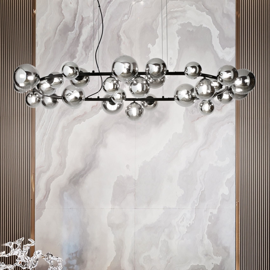 Ideal Lux - LED Luster na lanku PERLAGE 30xG9/3W/230V 143 cm čierna/dymová