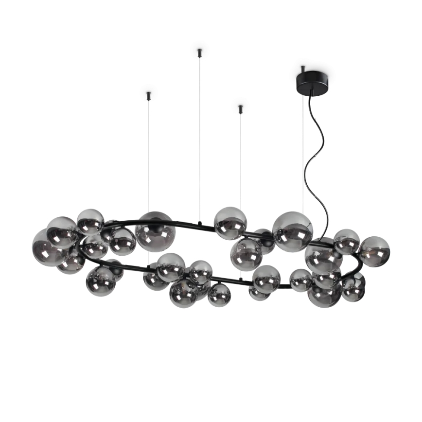 Ideal Lux - LED Luster na lanku PERLAGE 30xG9/3W/230V 143 cm čierna/dymová
