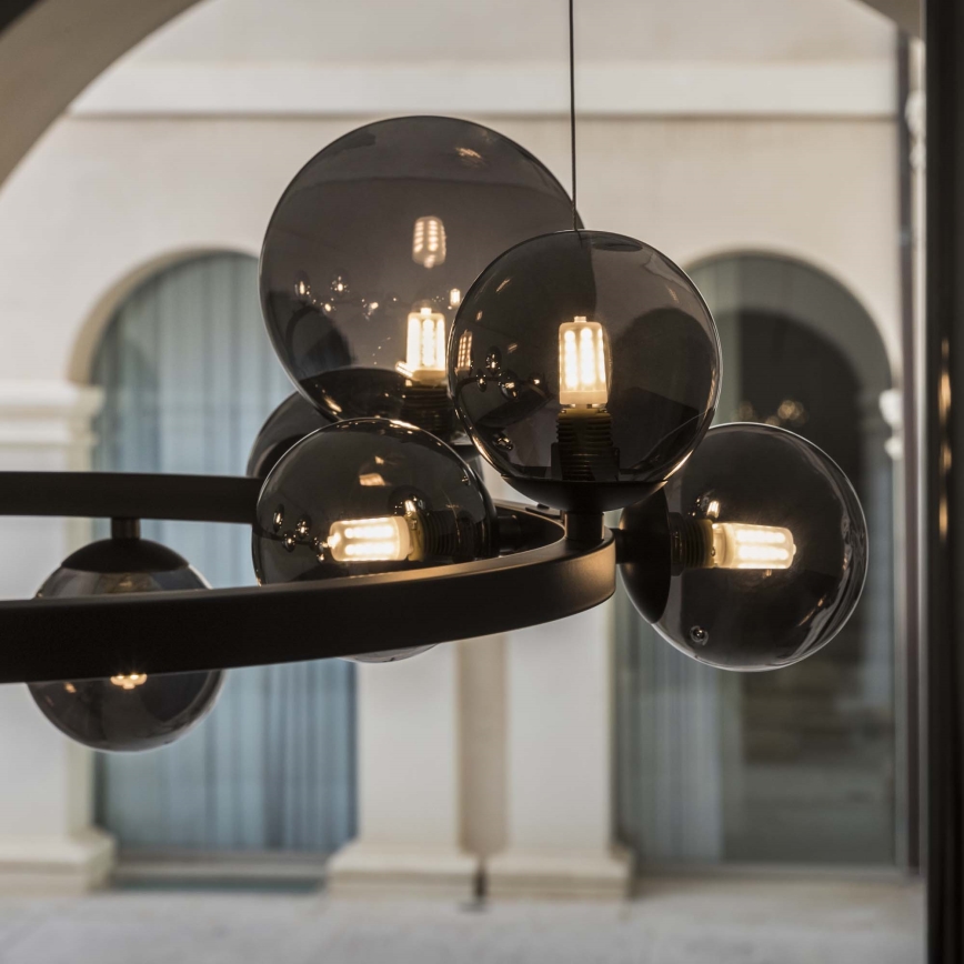 Ideal Lux - LED luster na lane PERLAGE 30xG9/3W/230V 143 cm čierna/dýmová čierna