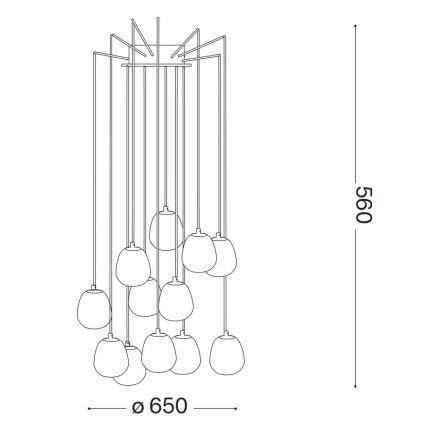 Ideal Lux - LED Luster na lanku RHAPSODY 12xG9/3W/230V mosadz