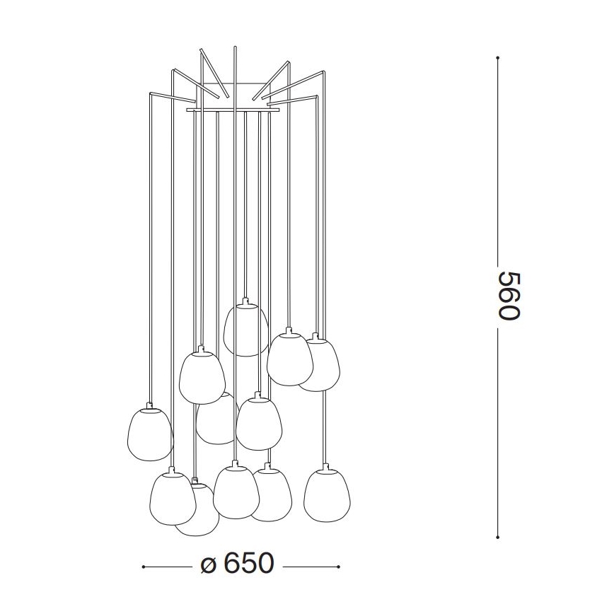 Ideal Lux - LED Luster na lanku RHAPSODY 12xG9/3W/230V mosadz