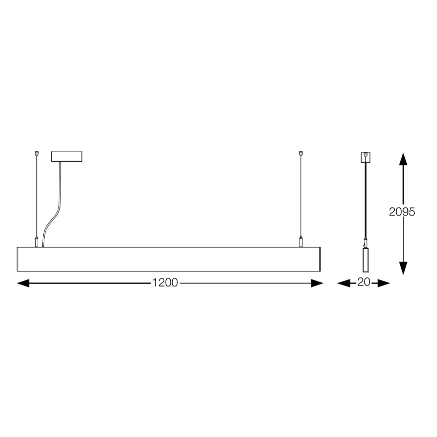 Ideal Lux - LED luster na lanku STEEL LED/29W/230V 3000K CRI 90 120 cm čierny