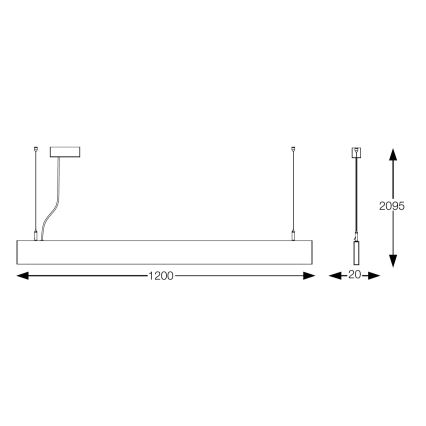 Ideal Lux - LED luster na lanku STEEL LED/29W/230V 4000K CRI 90 120 cm čierna