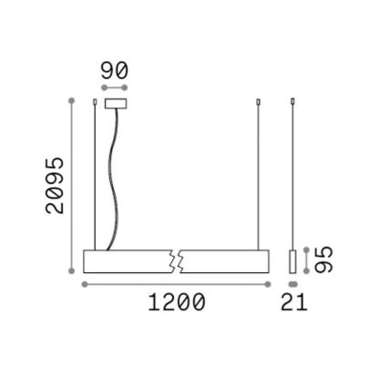 Ideal Lux - LED luster na lanku STEEL LED/29W/230V 4000K CRI 90 120 cm čierny