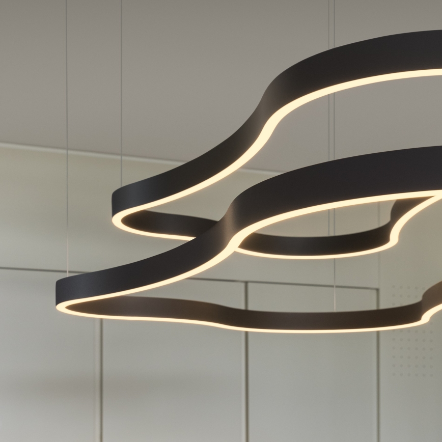 Ideal Lux - LED Luster na lanku WAVES LED/54W/230V CRI 90 čierna