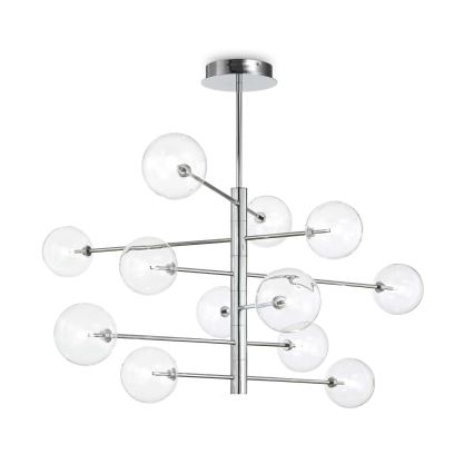 Ideal Lux - LED Luster na tyči EQUINOXE 12xG4/2W/230V pr. 124 cm lesklý chróm/číra