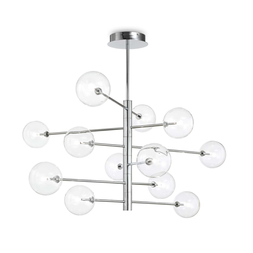 Ideal Lux - LED Luster na tyči EQUINOXE 12xG4/2W/230V pr. 124 cm lesklý chróm/číra