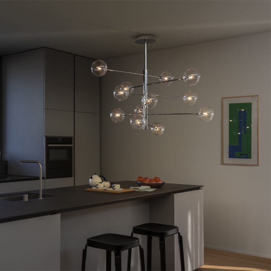 Ideal Lux - LED Luster na tyči EQUINOXE 12xG4/2W/230V pr. 124 cm lesklý chróm/číra