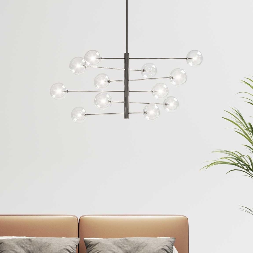 Ideal Lux - LED Luster na tyči EQUINOXE 12xG4/2W/230V pr. 124 cm lesklý chróm/číra