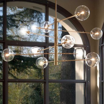 Ideal Lux - LED Luster na tyči EQUINOXE 12xG4/2W/230V pr. 124 cm mosadz/číra