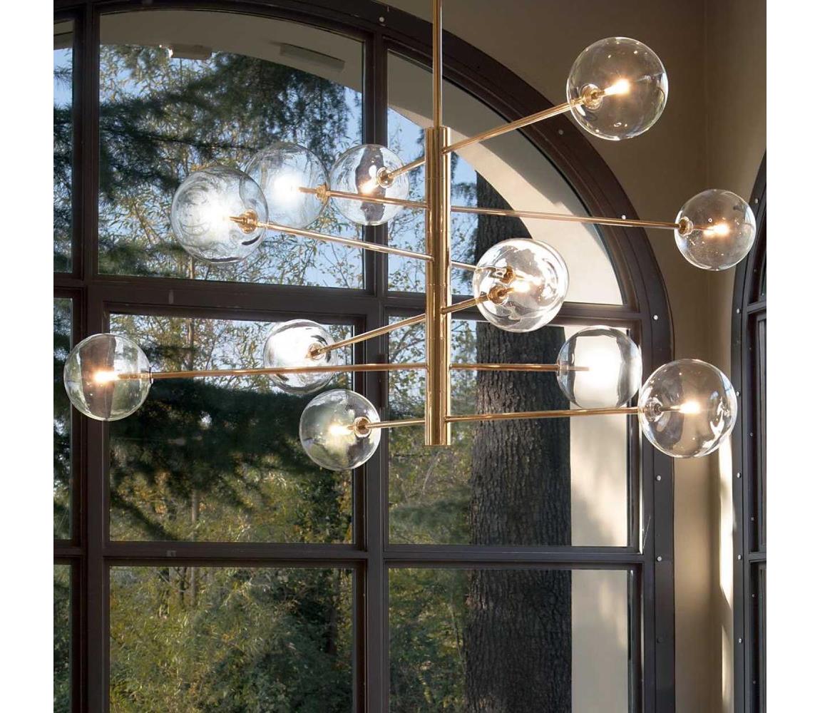 Ideal Lux Ideal Lux - LED Luster na tyči EQUINOXE 12xG4/2W/230V pr. 124 cm mosadz/číra 