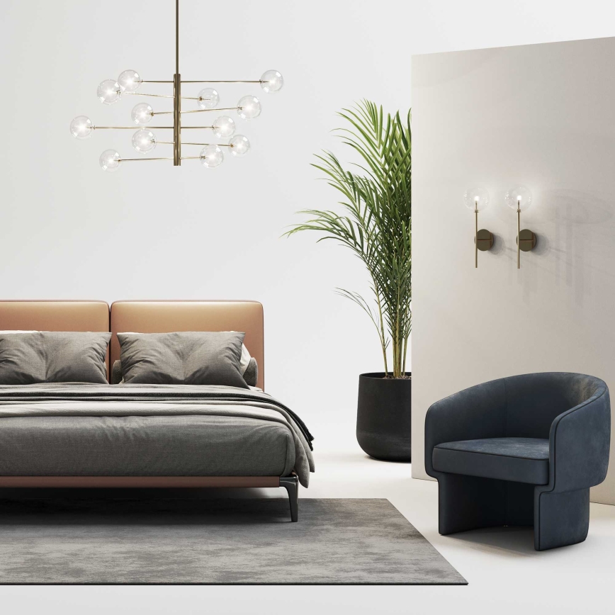 Ideal Lux - LED Luster na tyči EQUINOXE 12xG4/2W/230V pr. 124 cm mosadz/číra