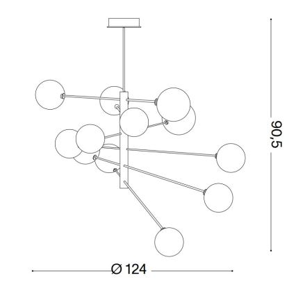 Ideal Lux - LED Luster na tyči EQUINOXE 12xG4/2W/230V pr. 124 cm mosadz/číra
