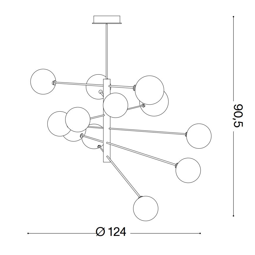 Ideal Lux - LED Luster na tyči EQUINOXE 12xG4/2W/230V pr. 124 cm mosadz/číra