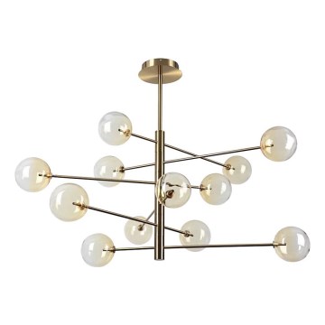 Ideal Lux - LED Luster na tyči EQUINOXE 12xG4/2W/230V pr. 128,1 cm mosadz/dymová