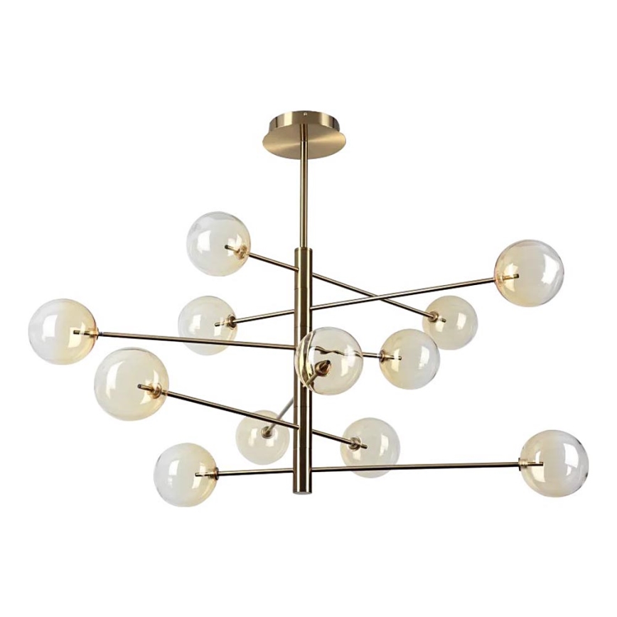 Ideal Lux - LED Luster na tyči EQUINOXE 12xG4/2W/230V pr. 128,1 cm mosadz/dymová