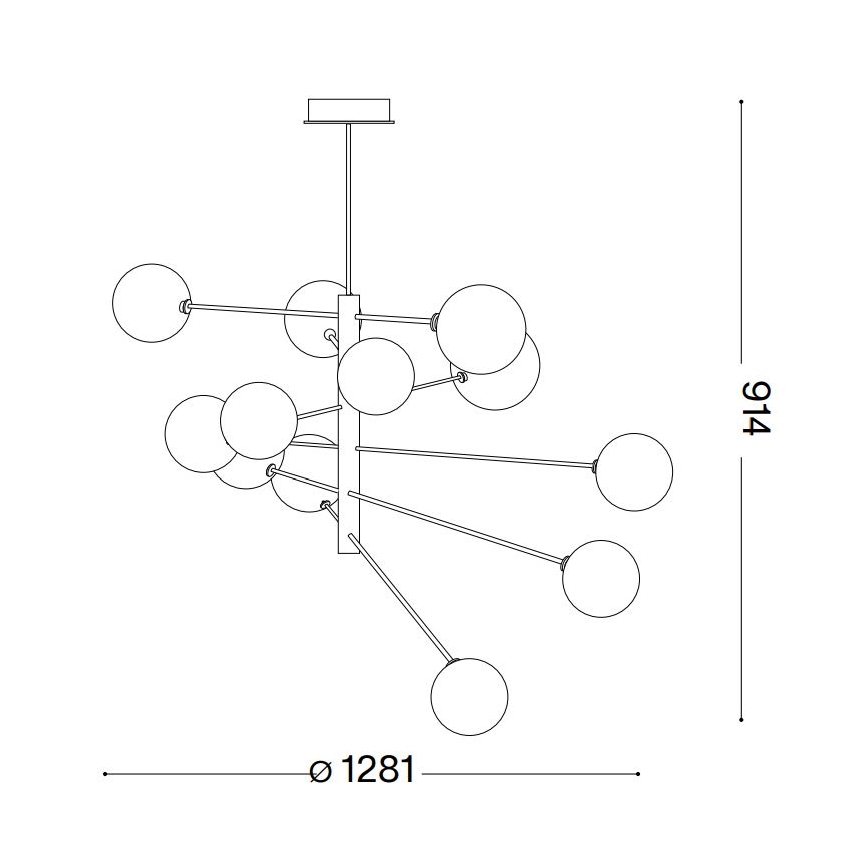 Ideal Lux - LED Luster na tyči EQUINOXE 12xG4/2W/230V pr. 128,1 cm mosadz/dymová
