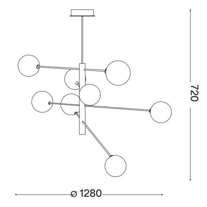 Ideal Lux - LED Luster na tyči EQUINOXE 8xG4/2W/230V pr. 128 cm lesklý chróm/dymová