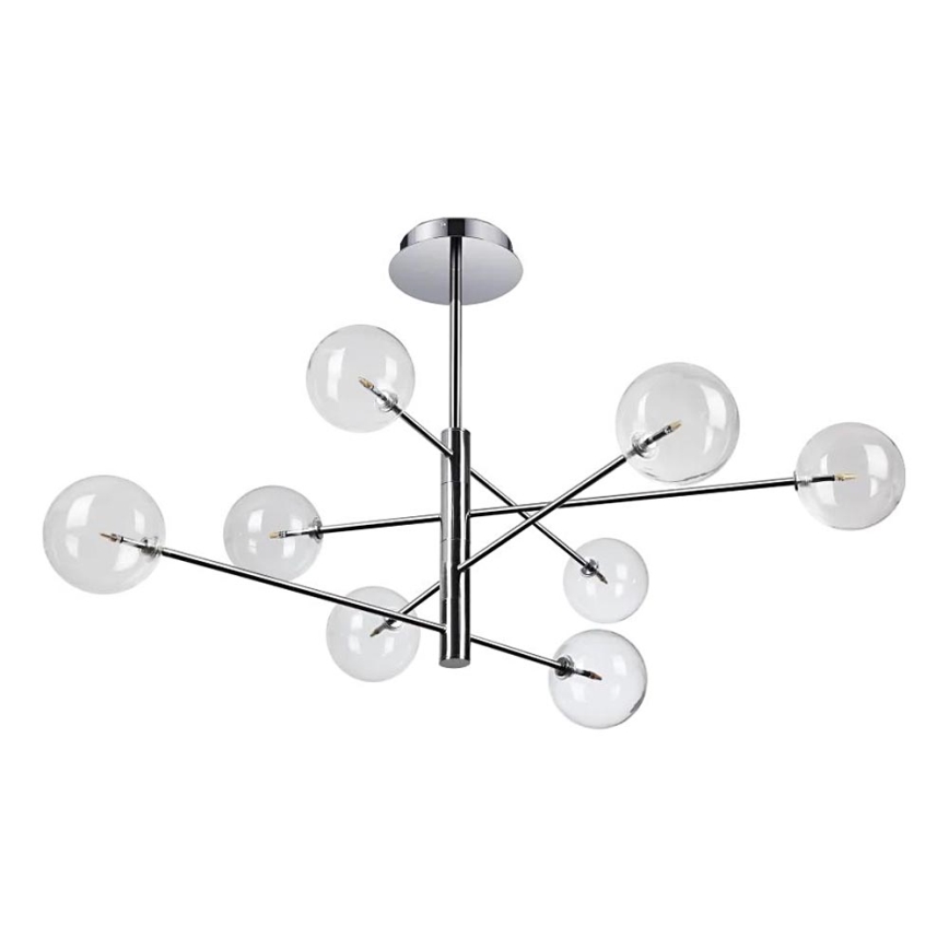 Ideal Lux - LED Luster na tyči EQUINOXE 8xG4/2W/230V pr. 128 cm lesklý chróm/číra