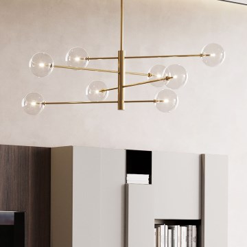 Ideal Lux - LED Luster na tyči EQUINOXE 8xG4/2W/230V pr. 128 cm mosadz/číra