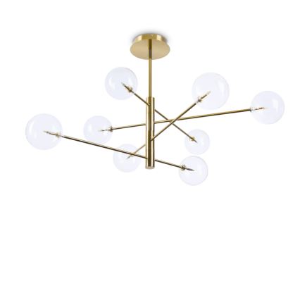 Ideal Lux - LED Luster na tyči EQUINOXE 8xG4/2W/230V pr. 128 cm mosadz/číra